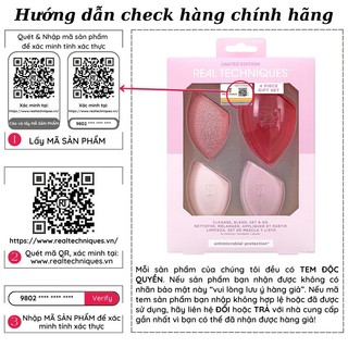 Set 4 mút tán real techniques limited edition cleanse, blend, set and go makeup sponge set