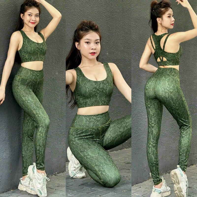 Bộ quần áo tập gym yoga thể thao aerobic loang