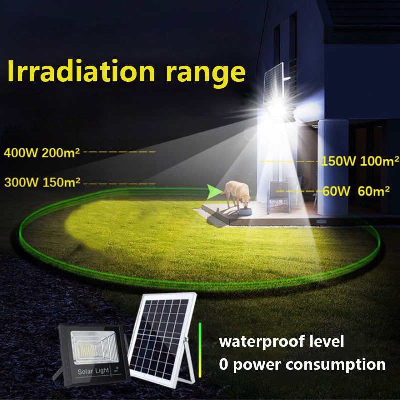 Đèn năng lượng mặt trời sân vườn 1000w,đèn pha led vỏ nhôm chống nước 100W 500W thời gian sáng kéo dài 12 giờ,BH 12Tháng