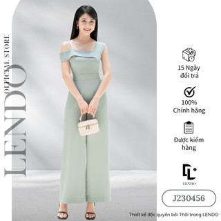 Jumpsuit Công Sở LENDO J230456 Không Tay Hở Vai Lệch Cách Điệu Quần Óng Suông Rộng Dài