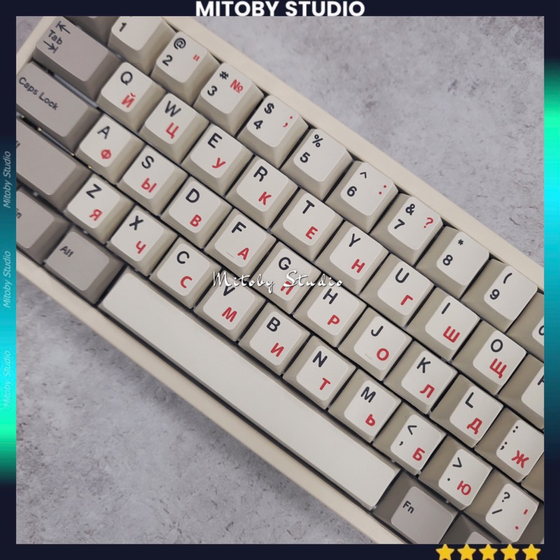 Keycap Retro English Cherry profile PBT dyesub bàn phím cơ Retro Japan Russia Emoji - Mitoby Studio