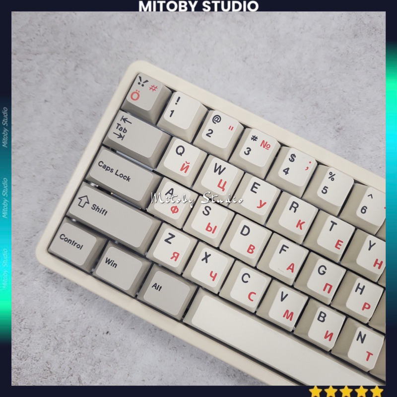 Keycap Retro English Cherry profile PBT dyesub bàn phím cơ Retro Japan Russia Emoji - Mitoby Studio