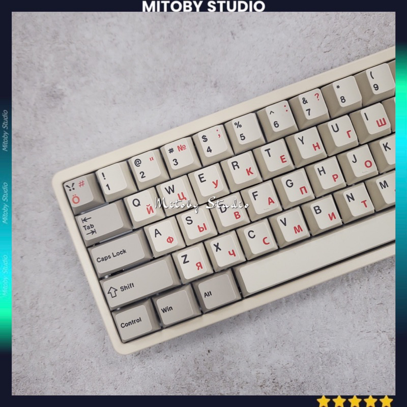 Keycap Retro English Cherry profile PBT dyesub bàn phím cơ Retro Japan Russia Emoji - Mitoby Studio