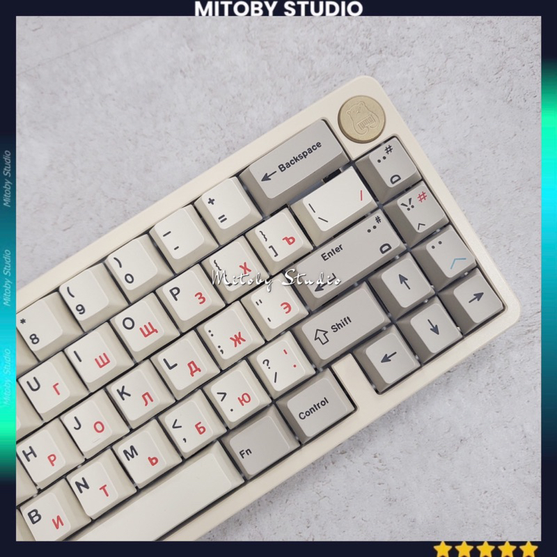 Keycap Retro English Cherry profile PBT dyesub bàn phím cơ Retro Japan Russia Emoji - Mitoby Studio