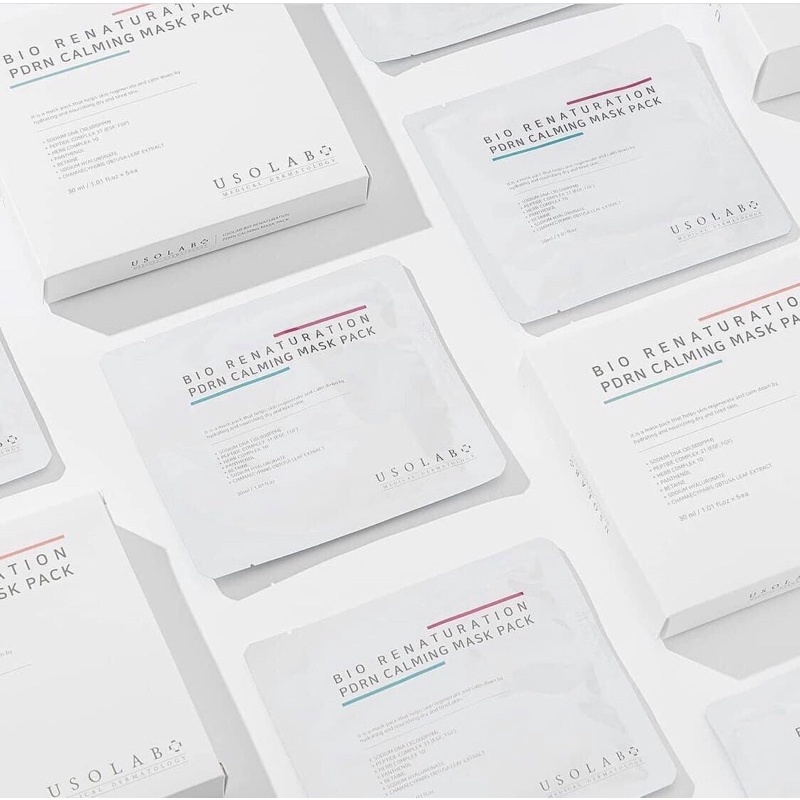 Mặt Nạ Tái Tạo, Dưỡng da, chống lão hóa Da Usolab Bio Renaturation PDRN Calming Mask Pack 30ml x 10 miếng