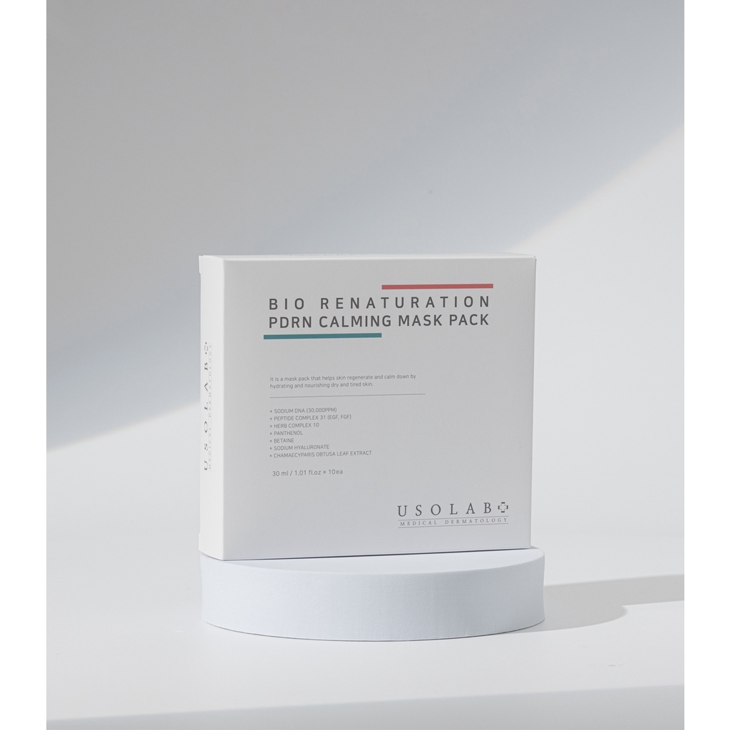 Mặt Nạ Tái Tạo, Dưỡng da, chống lão hóa Da Usolab Bio Renaturation PDRN Calming Mask Pack 30ml x 10 miếng