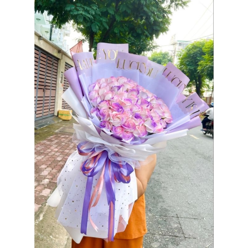 HỘP 50 BÔNG HOA HỒNG SÁP 3 LỚP THƠM XỊT SƠN LOANG MÀU ĐẸP