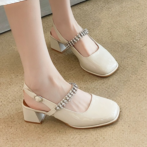 Giày Cao Gót Phối Quai Đính Đá - 21-2110