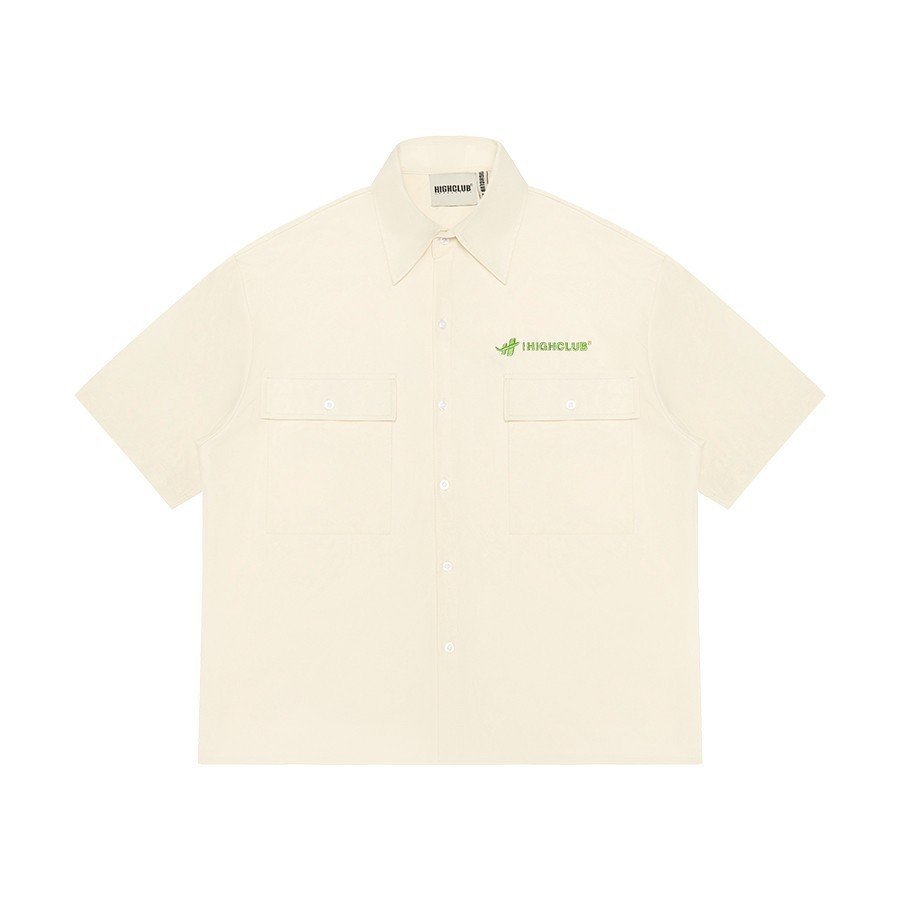 Áo Sơ Mi HIGHCLUB BOXY - Thêu logo - UNISEX - ĐEN/KEM
