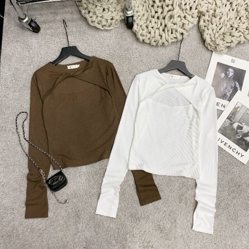 Áo Len tăm hàn xoắn ngực dài tay