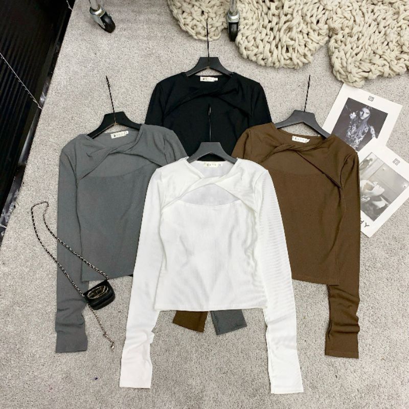 Áo Len tăm hàn xoắn ngực dài tay