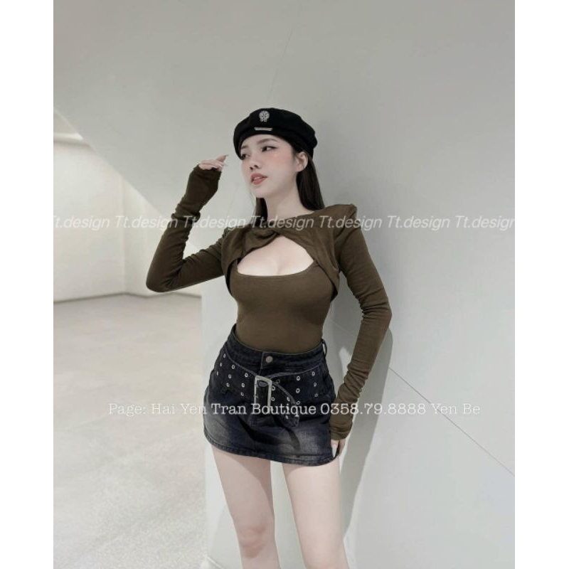 Áo Len tăm hàn xoắn ngực dài tay