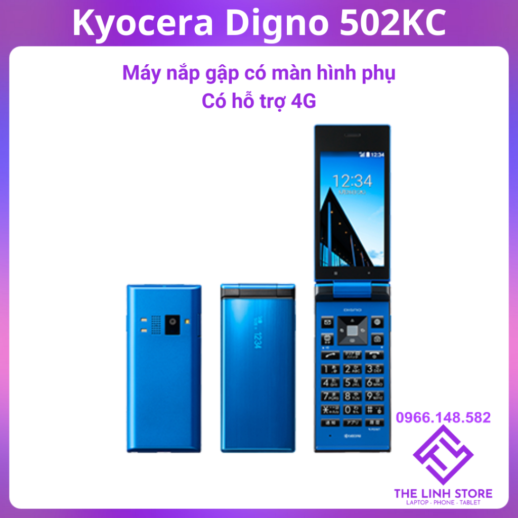 Điện thoại nắp gập Kyocera Digno 502KC có hỗ trợ 4G - Có màn phụ bên ngoài