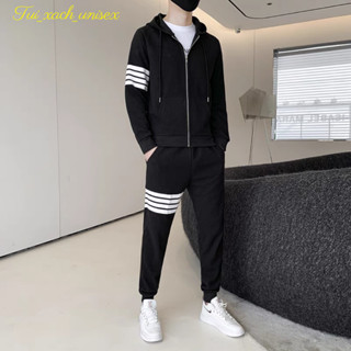 Đồ bộ nỉ nam thu đông dài tay Họa Tiết Bốn Sọc chất nỉ thể thao cao cấp có bigsize - unisex
