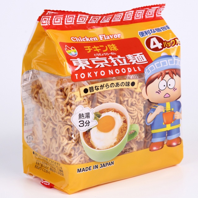 Lốc 4 gói mì ramen ăn liền Tokyo Noodle vị gà và tôm 112g