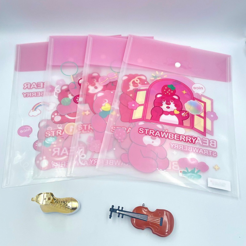 Bìa nút đứng A4 - hình Gấu Dâu LOTSO dễ thương