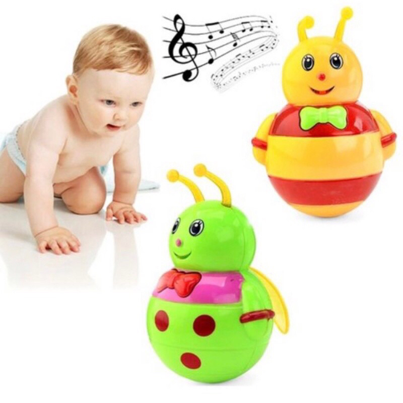 Đồ chơi con lật đật hình chú ong dễ thương kèm pin - có đèn và nhạc dành cho bé. Hàng có sẵn