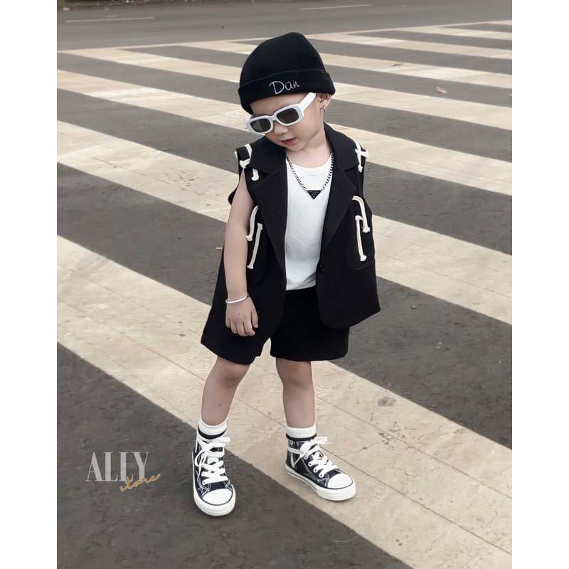 Bộ vest đen ba lỗ K470 Ally store