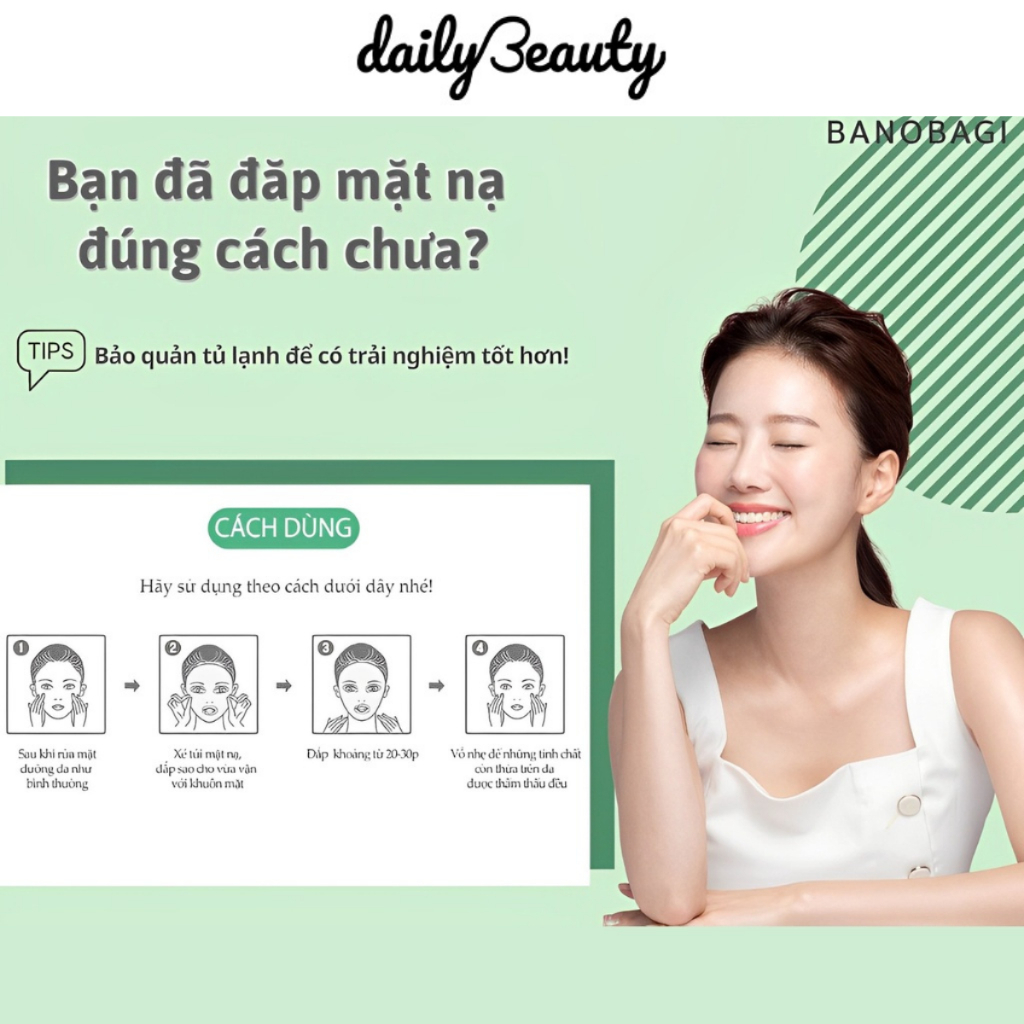 Mặt nạ dưỡng trắng da, cấp ẩm BANOBAGI Stem Cell Vitamin Mask, Super Collagen Mask hộp 10 miếng Daily Beauty