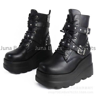 Giày bốt marrtin y2k đế bánh mì cá tính đính đá - Boots bánh mì đế 10cm
