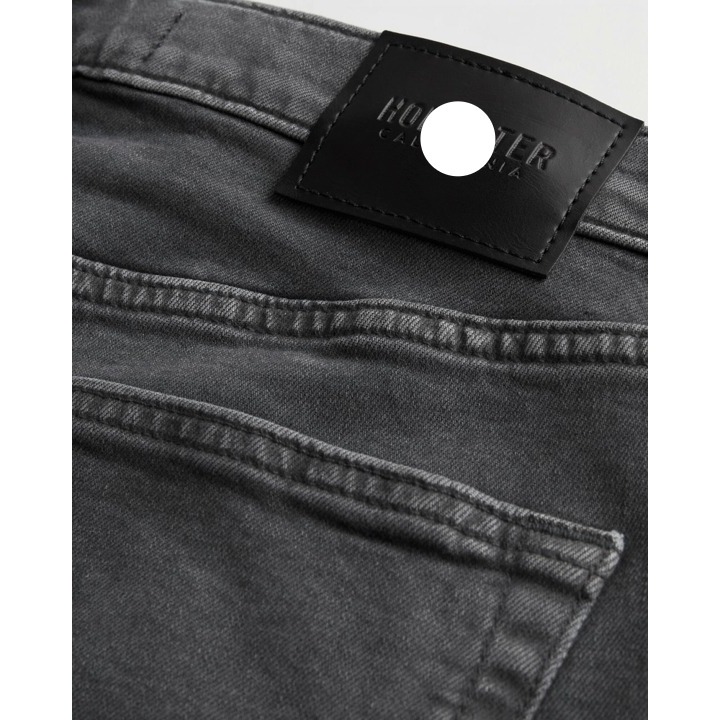 Quần Ripped skinny jeans H0IIister 1 dành cho Nam. Xám Đen Rách nhiều