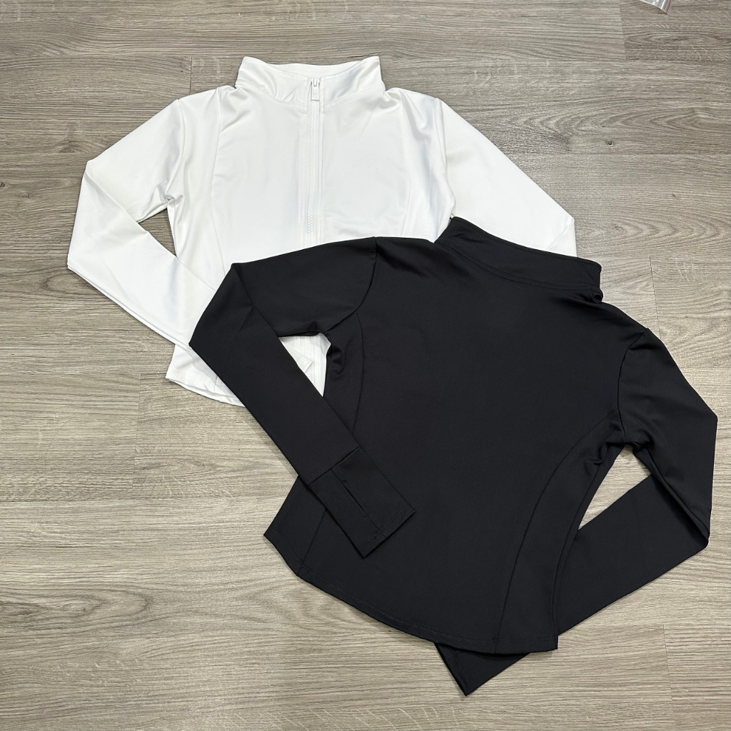 Áo Khoác Thể Thao Nữ Ôm Body Tay Dài Xỏ Ngón Vải Thun Co Dãn 4 Chiều