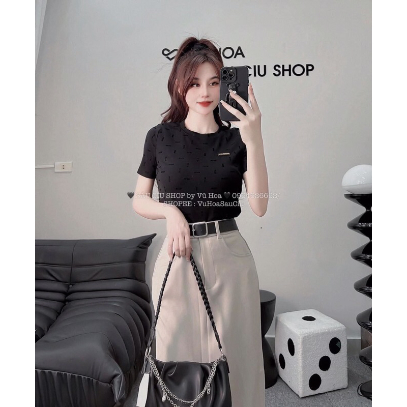 Maihuong⚡️ÁO PULL CỘC TAY MIUMIU IN TRÀN QC  CỘC TAY CHO NỮ