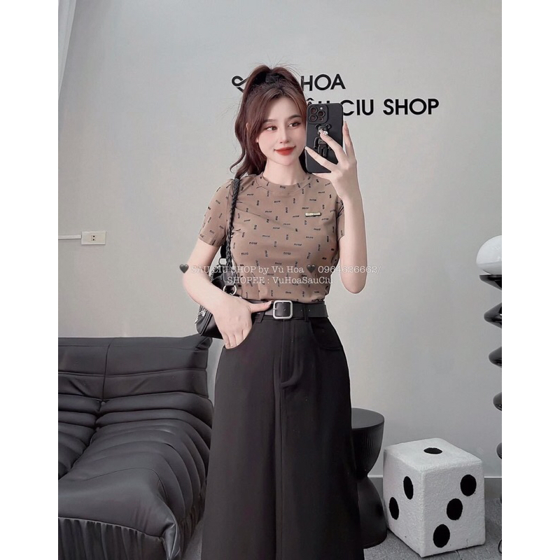 Maihuong⚡️ÁO PULL CỘC TAY MIUMIU IN TRÀN QC  CỘC TAY CHO NỮ