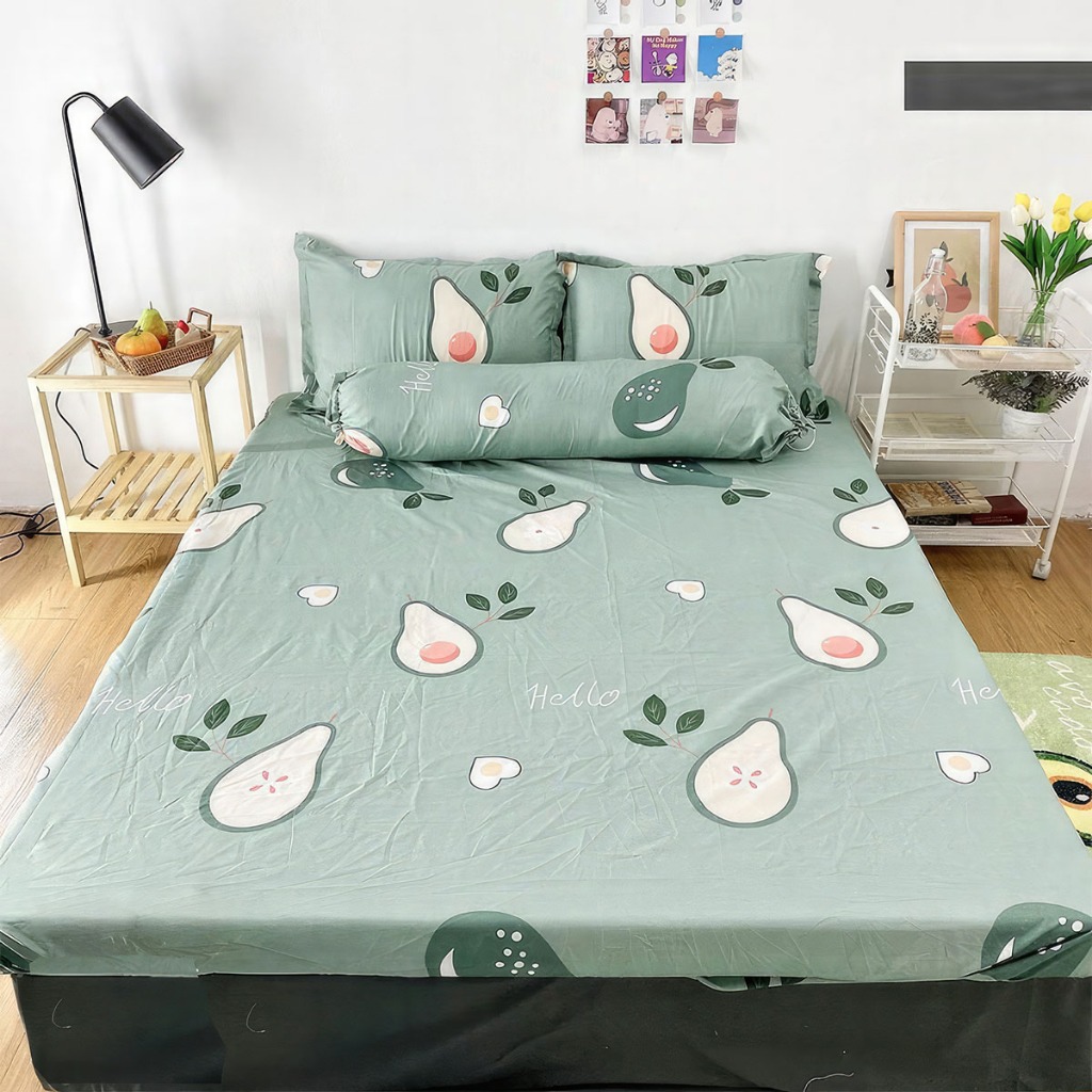 Ga Trải Giường Poly Cotton Mẫu Kẻ BBR Kèm vỏ gối nằm
