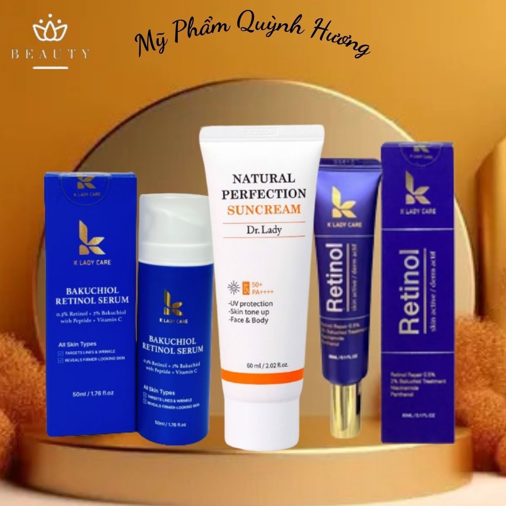 ComBo 3 Món Chăm Sóc Da : Kem Dưỡng. Retinol &amp; Serum. Retinol. K Lady .Care, Kem Chống Nắng Dr.Lady .Suncream