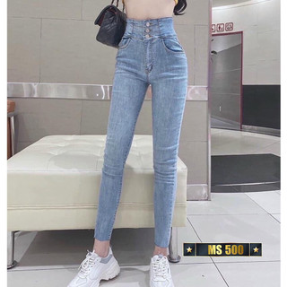 Quần jean nữ túi vuông-jean nữ lưng cao siêu hack dáng cao cấp-chất jean co dãn Tuấn kiệt n22
