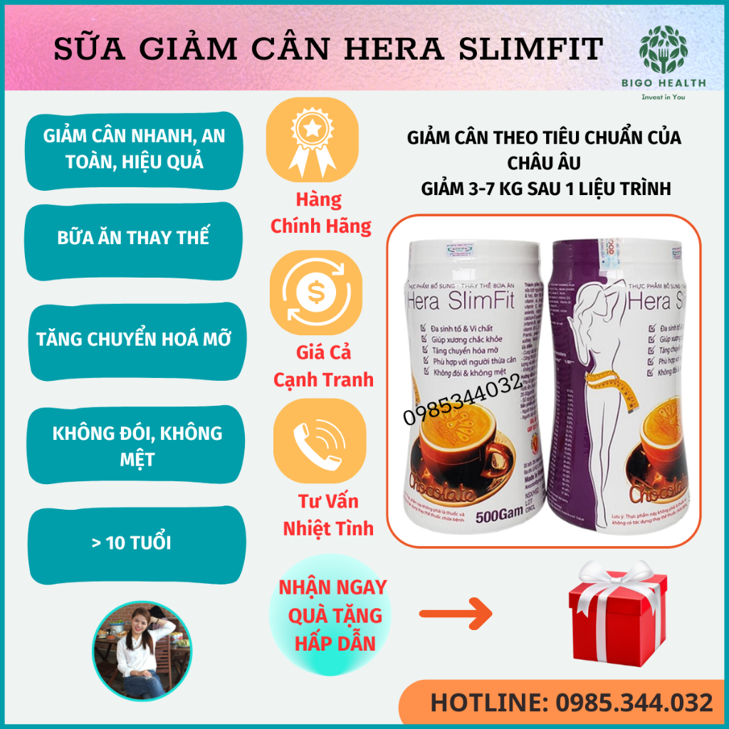 COMBO 2 Hộp Sữa Giảm Cân Hera Slimfit🔹Giảm Cân🔺Giảm Cân An Toàn,Hiệu Quả,Nhanh🔺Giảm Mỡ Toàn Thân🔹Béo Phì🔺Giảm Mỡ Bụng