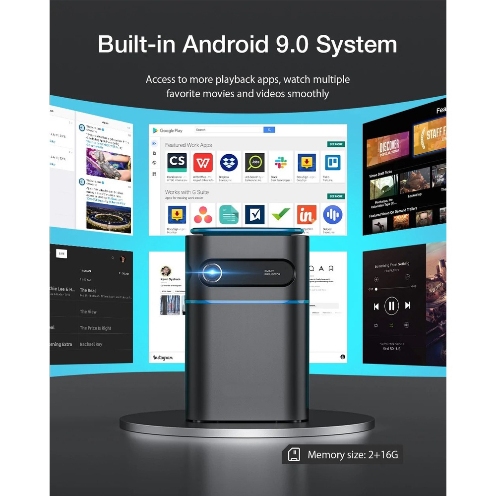 Máy chiếu Nano 9000Lumens ⭐ Máy chiếu Ultra HD 4K 1080P Văn phòng tại nhà Màn hình LCD thông minh LED Máy chiếu mini cầm