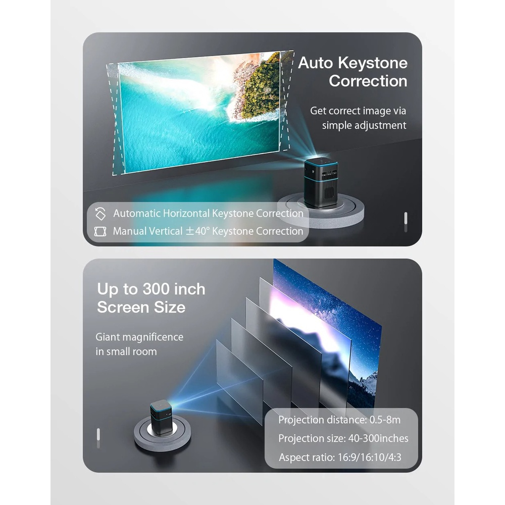 Máy chiếu Nano 9000Lumens ⭐ Máy chiếu Ultra HD 4K 1080P Văn phòng tại nhà Màn hình LCD thông minh LED Máy chiếu mini cầm