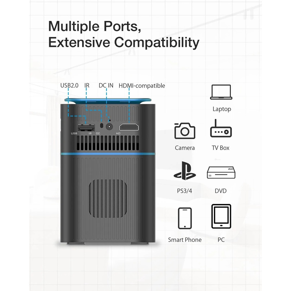 Máy chiếu Nano 9000Lumens ⭐ Máy chiếu Ultra HD 4K 1080P Văn phòng tại nhà Màn hình LCD thông minh LED Máy chiếu mini cầm