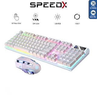 Bàn Phím Kèm Chuột Gaming Giả Cơ SPEEDX K500 Gaming Leb 7 Màu Có Dây Chuyên Dùng Cho PC Và Laptop