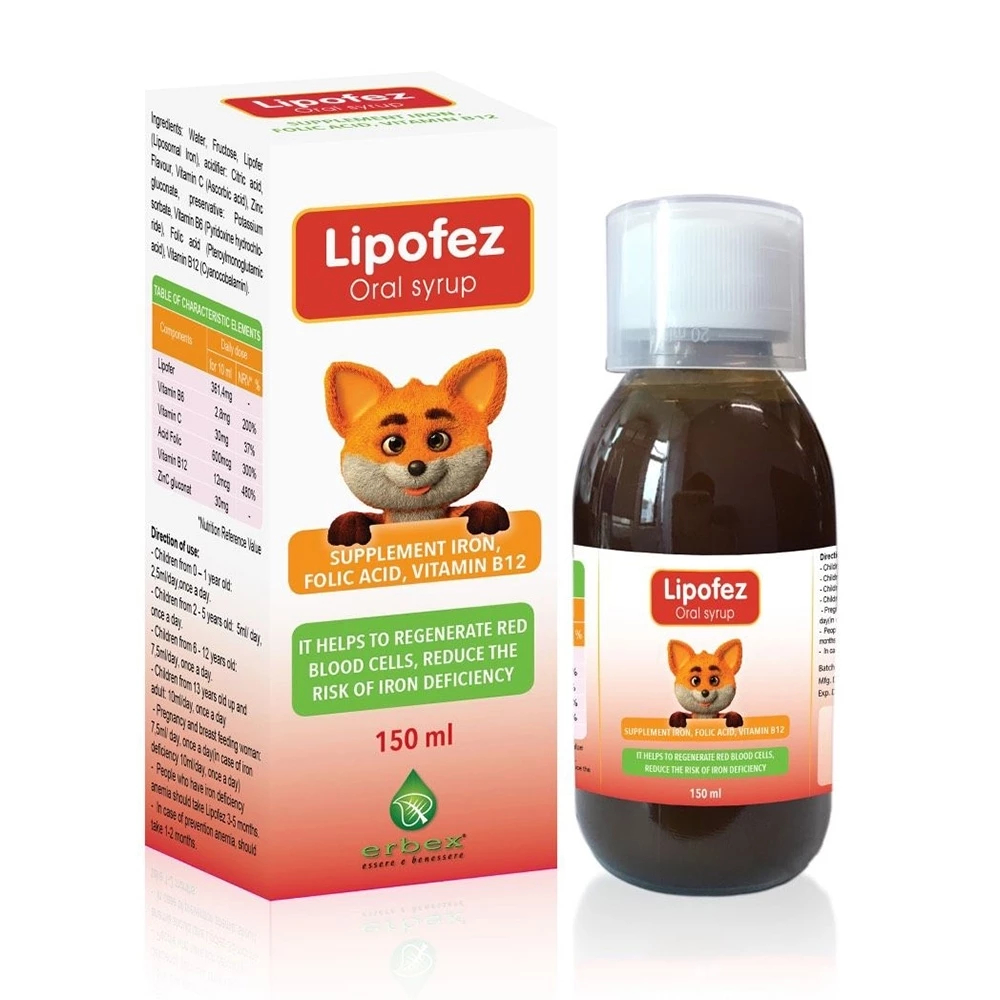 Lipofez Oral Syrup - Bổ Sung Sắt Sinh Học Thế Hệ Mới Cho Bé (Hộp 150ml)