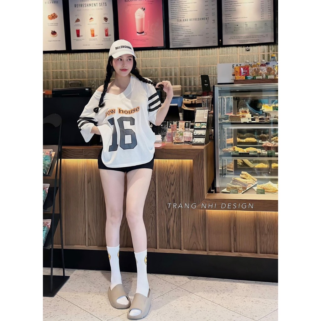 Áo thun phom rộng kiểu dáng thể thao siêu xinh kx