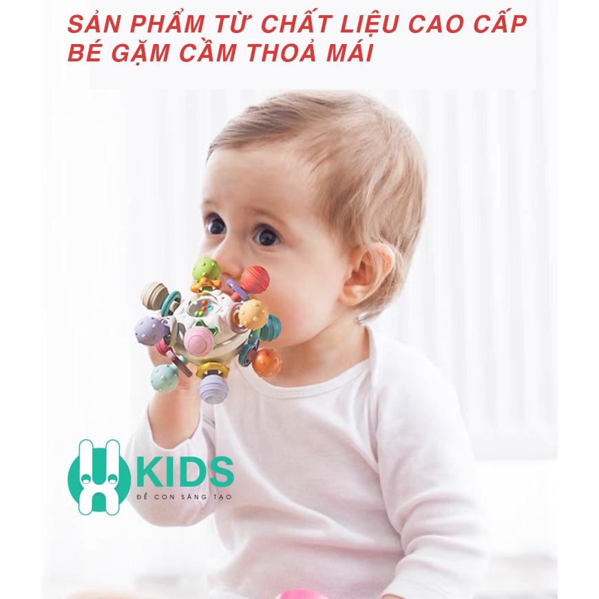 Đồ chơi ngậm mọc răng hình bóng có cánh nhựa mềm cao cấp X KIDS phát nhạc cầm tay gặm nướu cho bé