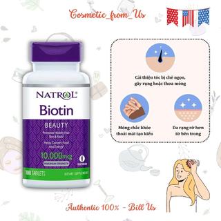 Viên uống mọc tóc, giảm gãy rụng Natrol Biotin 10000mcg 100 viên