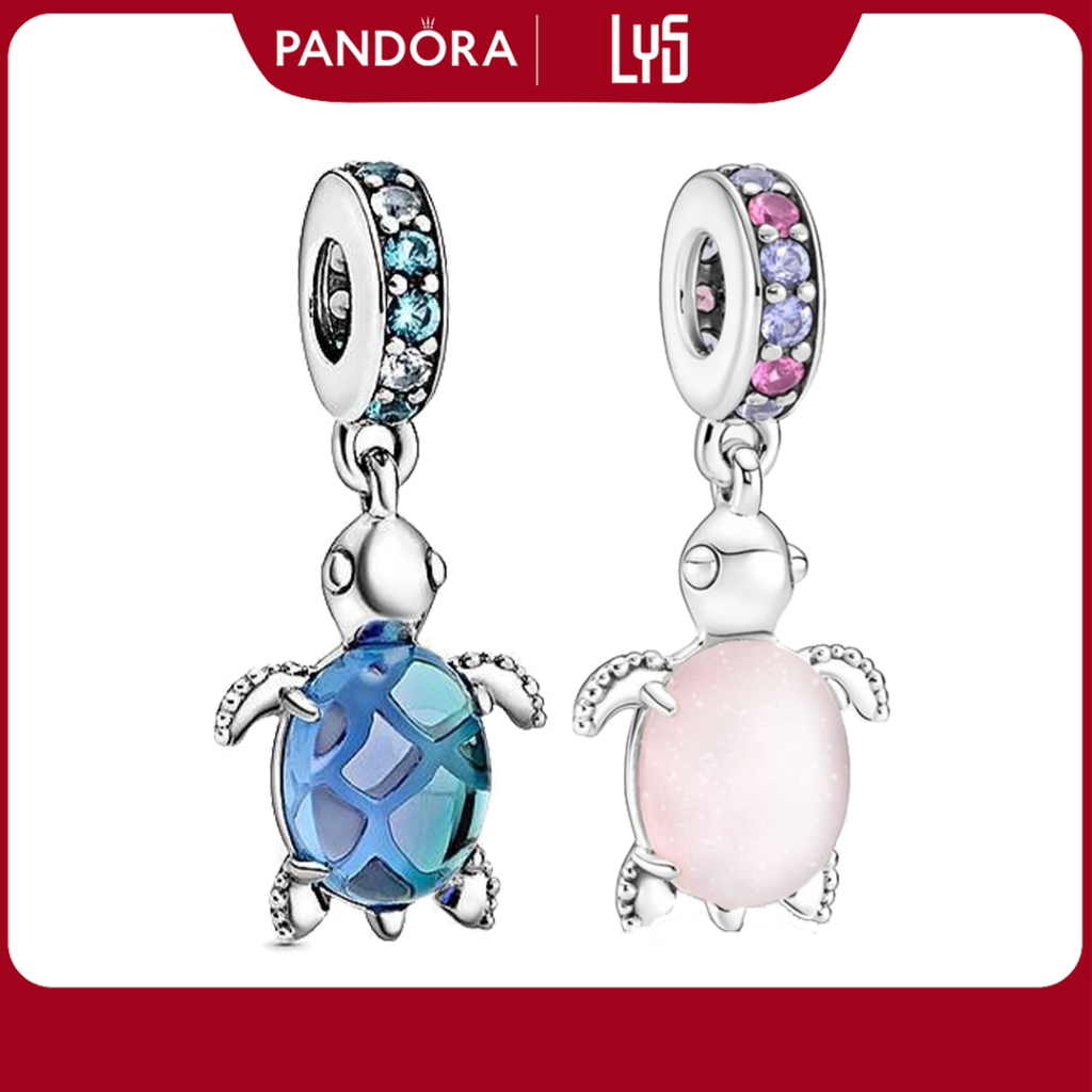 Charm Pandora Murano Glass Pink Sea Turtle Dangle Charm 1253 - Bạc S925