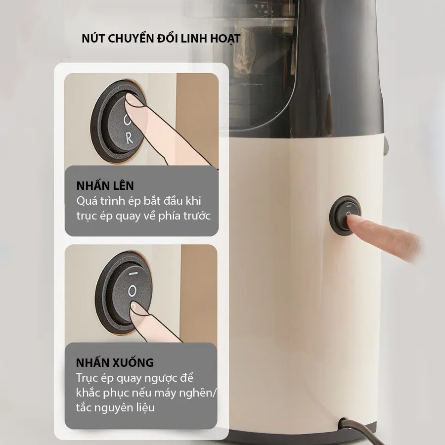 Máy ép chậm Bear YZJ-D01Y6- Dung tích 1L- 100W- Ép hoa quả, trái cây - Làm Kem- Tháo rời dễ vệ sinh- BH 18 Tháng