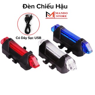 Đèn xe đạp hậu led có pin sạc usb, đèn hậu xe đạp thể thao gắn sau cảnh báo an toàn nhấp nháy 4 chế độ sáng 5 bóng led