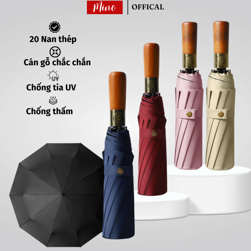 Dù Tự Động Mino Chất Vải Dày Dặn 20 Nan Chắc Chắn Gấp Gọn Tiện Lợi