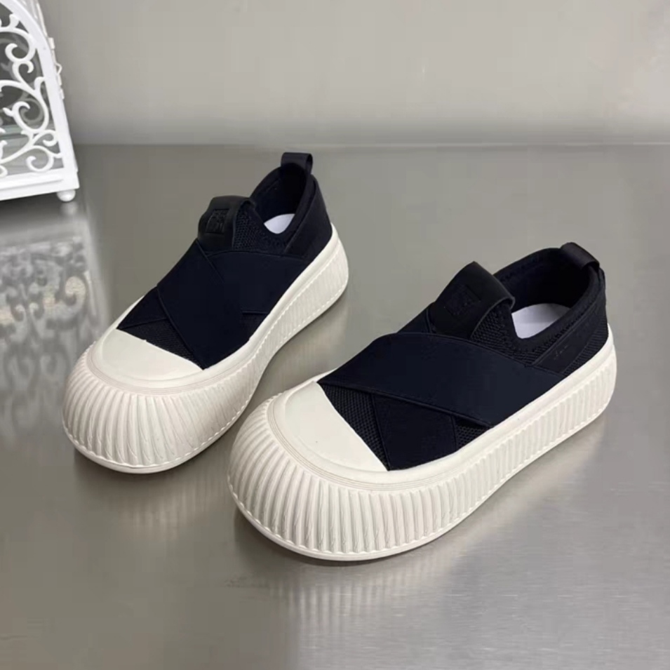 Giày thể thao nữ quai thun Normancho, Giày nữ không buộc dây đế độn cao 4 phân, Sneaker dây thun co dãn