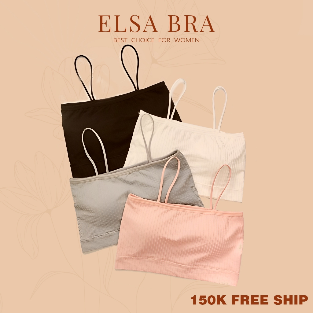 Áo Bra Cotton 2 Dây 𝐄𝐋𝐒𝐀 𝐁𝐑𝐀 Gân Tâm Đệm Mỏng Mềm Mại Hai Dây Vai 809
