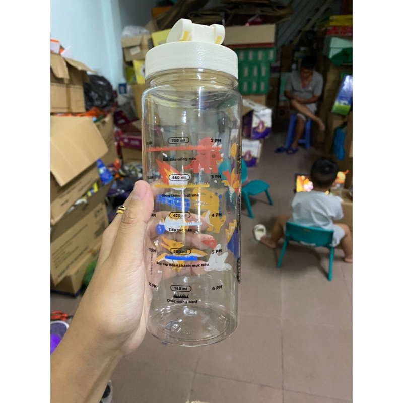 Bình Nước Duy Tân 700ml họa tiết khủng Long cho bé
