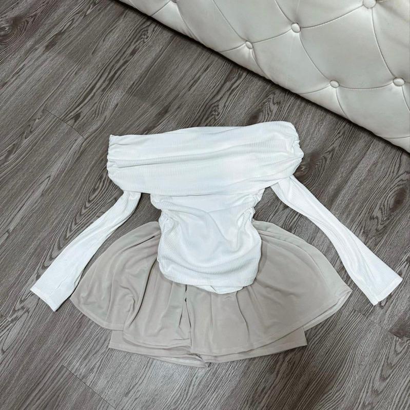 Đầm body trễ vai tay dài nhún eo siêu xinh, mẫu mới
