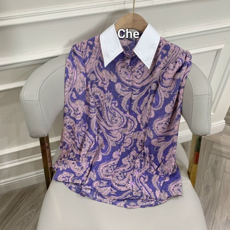 Sơ mi dài tay họa tiết mix viền cổ Z.N.