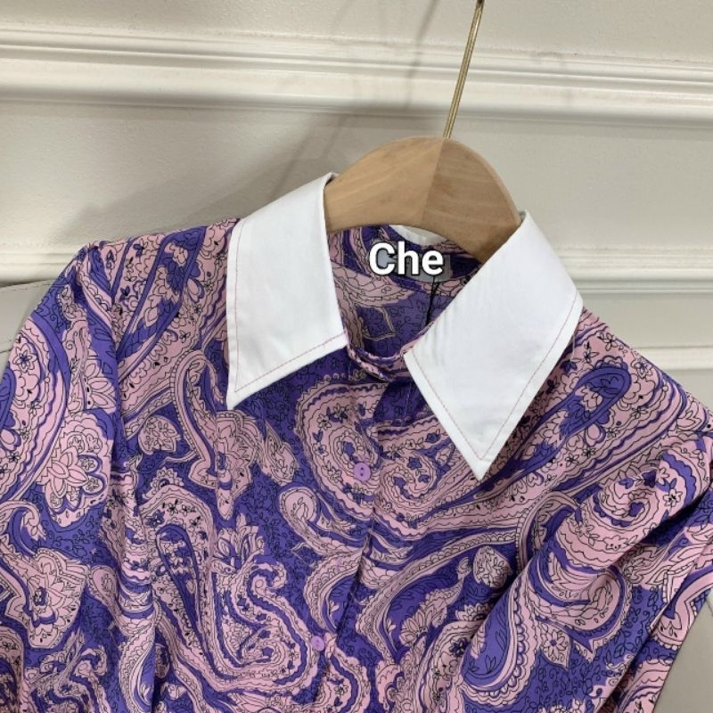 Sơ mi dài tay họa tiết mix viền cổ Z.N.